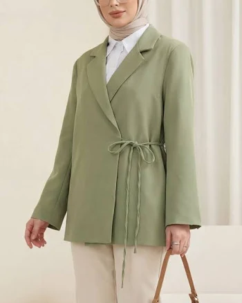 Side Tie Back Slit Lined Double Crepe Jacket