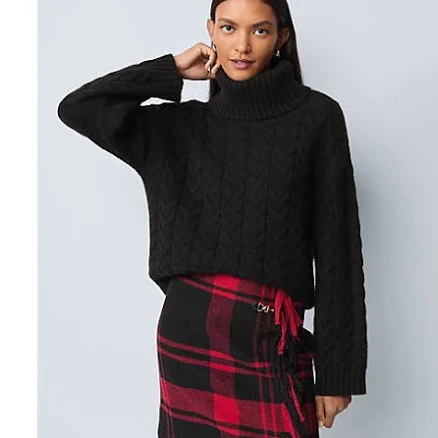 Ann Taylor Women's Weekend Cable Turtleneck Sweater