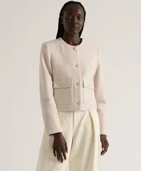 100% Merino Wool Collarless Cropped Jacket