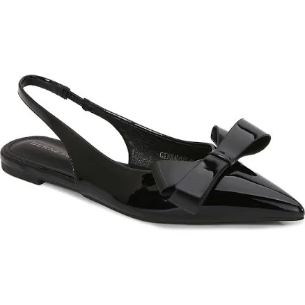 BERNESS Women's Cinnamon Point Toe Slingback Flats with Oversize Bow