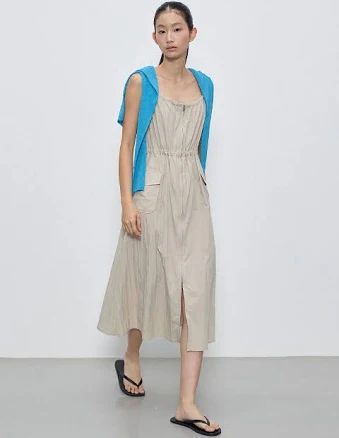 CITYBREEZE Sleeveless String Long Dress_GREY BEIGE by W Concept