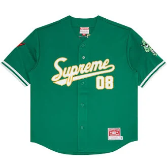 Men's Supreme Mitchell & Ness Downtown Hell Baseball Jersey
