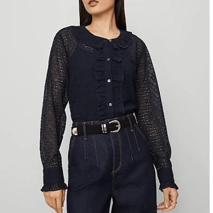 Ann Taylor Women's Lace Ruffle Trim Blouse