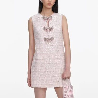 Women's Self-Portrait Sequin Boucle Bow Mini Dress