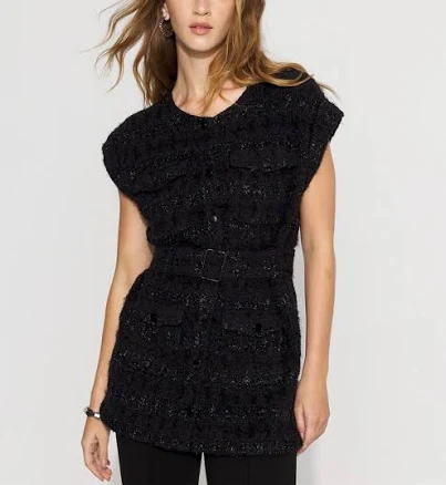 White House Black Market Women's Belted Tweed Sweater Vest
