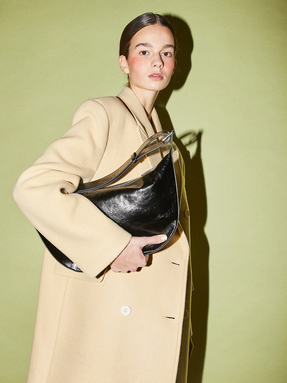 Moss Half Leather Crinkle Bag