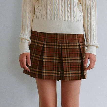 CHECK PLEATS Mini Skirt