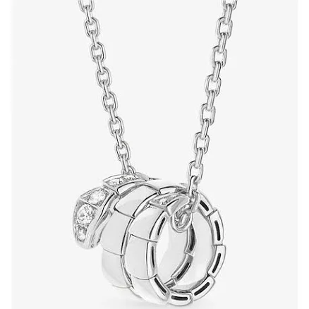 Bvlgari Serpenti Viper 18ct Diamond Pendant Necklace in White Gold