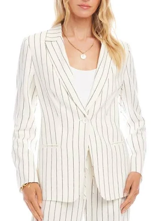 Karen Kane Women's Linen Blend Stripe Blazer