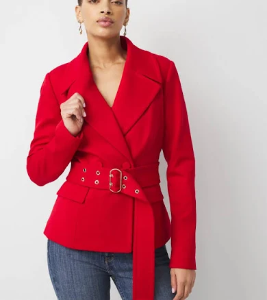 White House Black Market Women's Belted Ponte Jacket