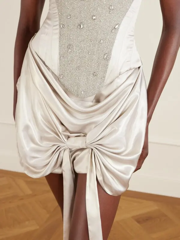 Draped Embellished Mini Dress