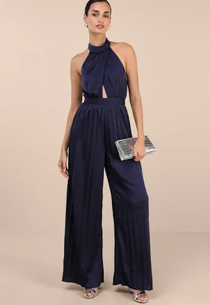 Lulus Satin Halter Jumpsuit