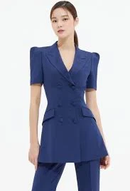 Silk Double Tailored Short Sleeve Jacket