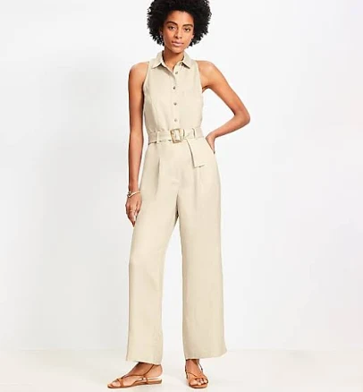 Loft Women's Linen Blend Halter Jumpsuit