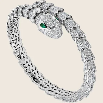 Bvlgari Serpenti White Gold Diamond and Emerald Bracelet 356903