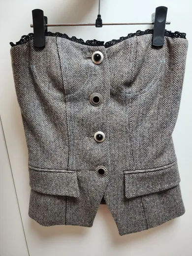 Aika Herringbone Bustier atb978w(GREY)