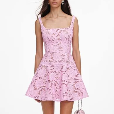 Self Portrait Lace Flared Mini Dress