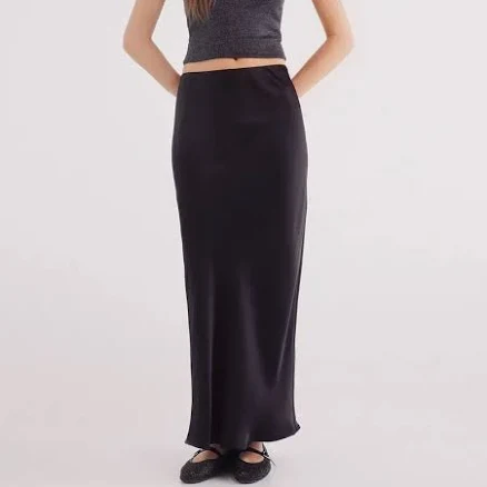 Satin midi skirt