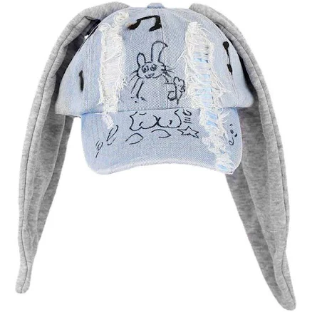 Denim Rabbit Ear Baseball Cap Adjustable Y2k Style Hip Hop Unisex Gift