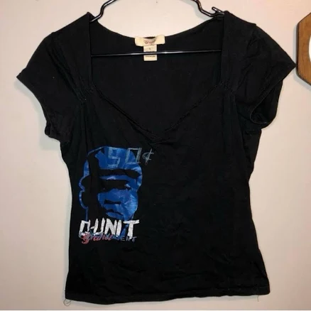 G-unit 50 Cent Tee With A Ruched Sweetheart Neckline Vintage From The