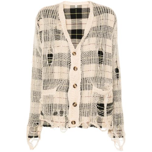 Distressed Open-knit Cardigan