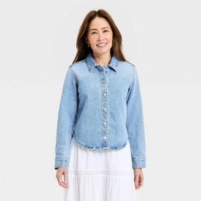 Universal Thread Women's Long Sleeve Slim Denim Shirt