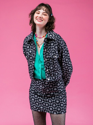 Black Flower Pattern Trucker Jacket