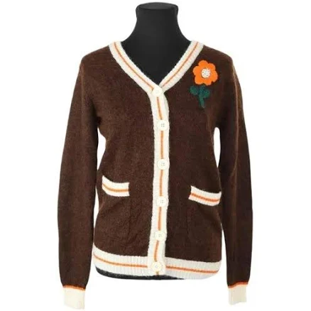 Manoush Wool Cardigan with Flower Detail