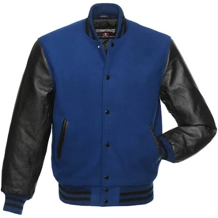 Stewart & Strauss Unisex Varsity Letterman Jacket with Wool Body and Leather Sleeves