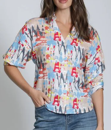 Apny Women's Sleeve Button-Up Shirt