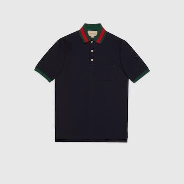 Gucci Cotton Piquet Polo with Web Collar