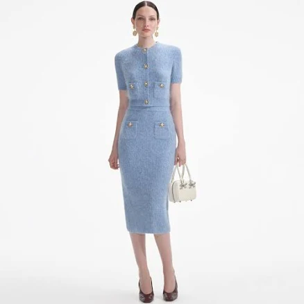 Self Portrait Soft Knit Midi Skirt