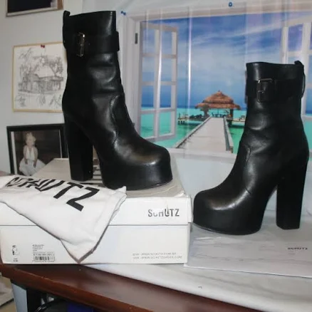 Schutz Shoes | Worn 1x Schutz Aberdeen Buckle Platform Bootie Seen On Emma Roberts W Box Bag | Color: Black | Size: 9.5 | Mee_Oww's Closet