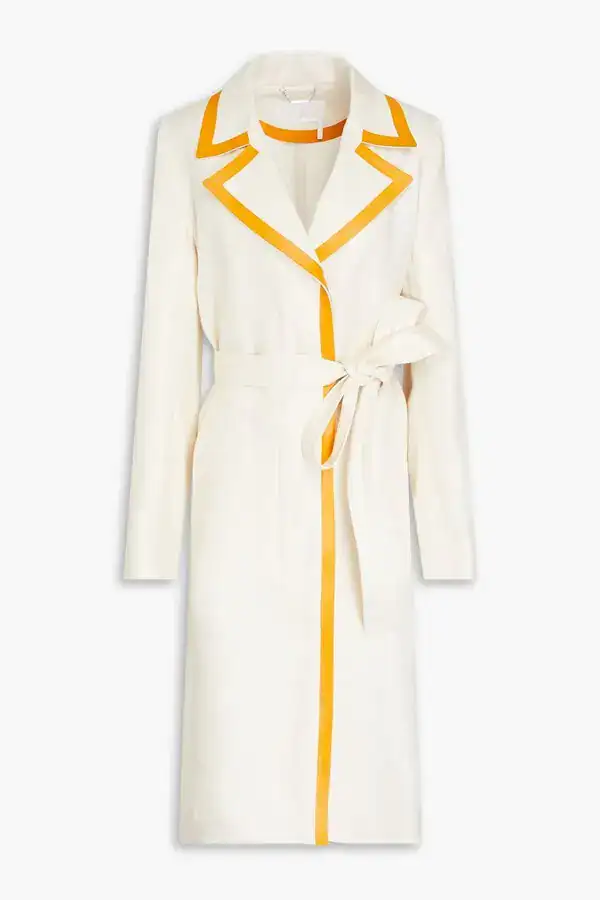 CHLOE Leather-Trimmed Linen-Canvas Trench Coat