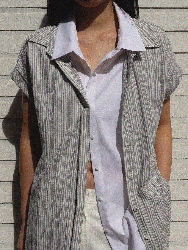 Relaxed Stripe Double-layered Shirt