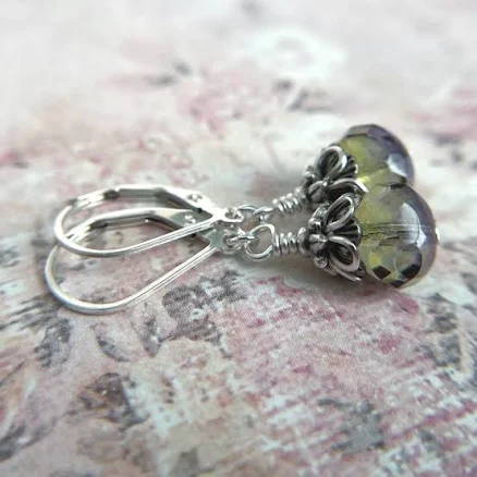 Sterling Silver Mermaid Tears Earrings with Glass