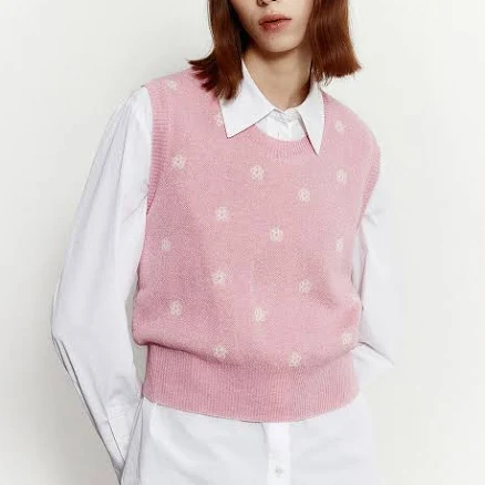 mudidi Camellia knit vest 001 Pink