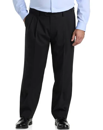 Oak Hill by DXL Men's Big & Tall Perfect Fit Waist-Relaxer Pleated Suit Pants