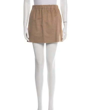 Max Mara Camel Leather Mini Skirt in Neutrals, Women's XS