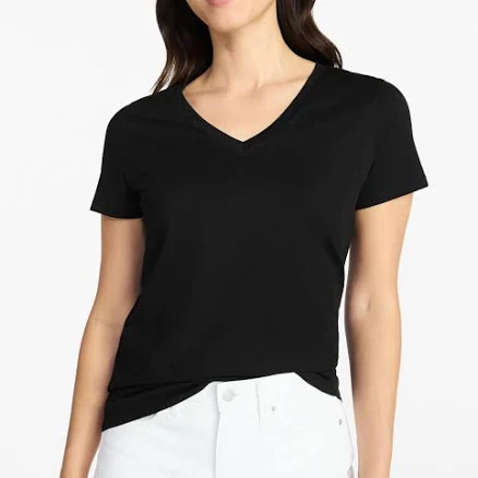 Time and Tru Women's Cotton V-Neck Short Sleeve Tee