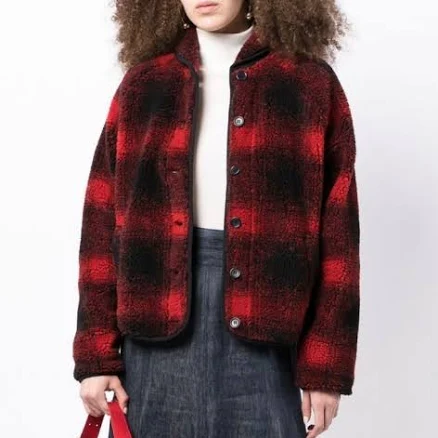 Ymc Beach Checked Faux-Shearling Jacket