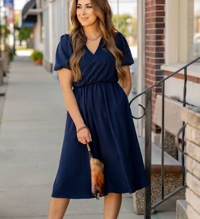 Puffed Sleeve Wrap Top Dress
