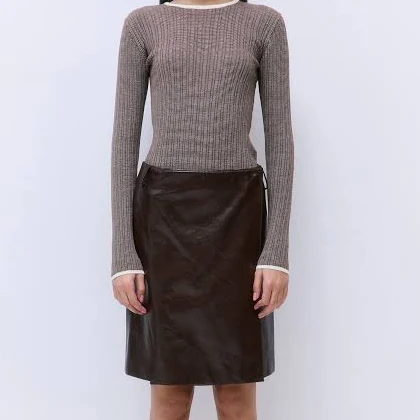 Vegan Leather Midi Wrap Skirt