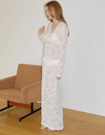 Hourmond ZIGLACE LAYERED LONG SKIRT [WHITE] by W Concept