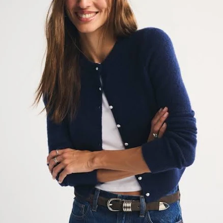 Abercrombie & Fitch Women's Merino Wool-Blend Shrunken Crew Cardigan