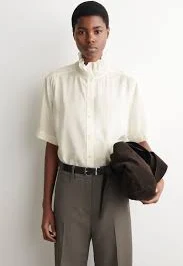 Ruffle-Collar Modal Blouse