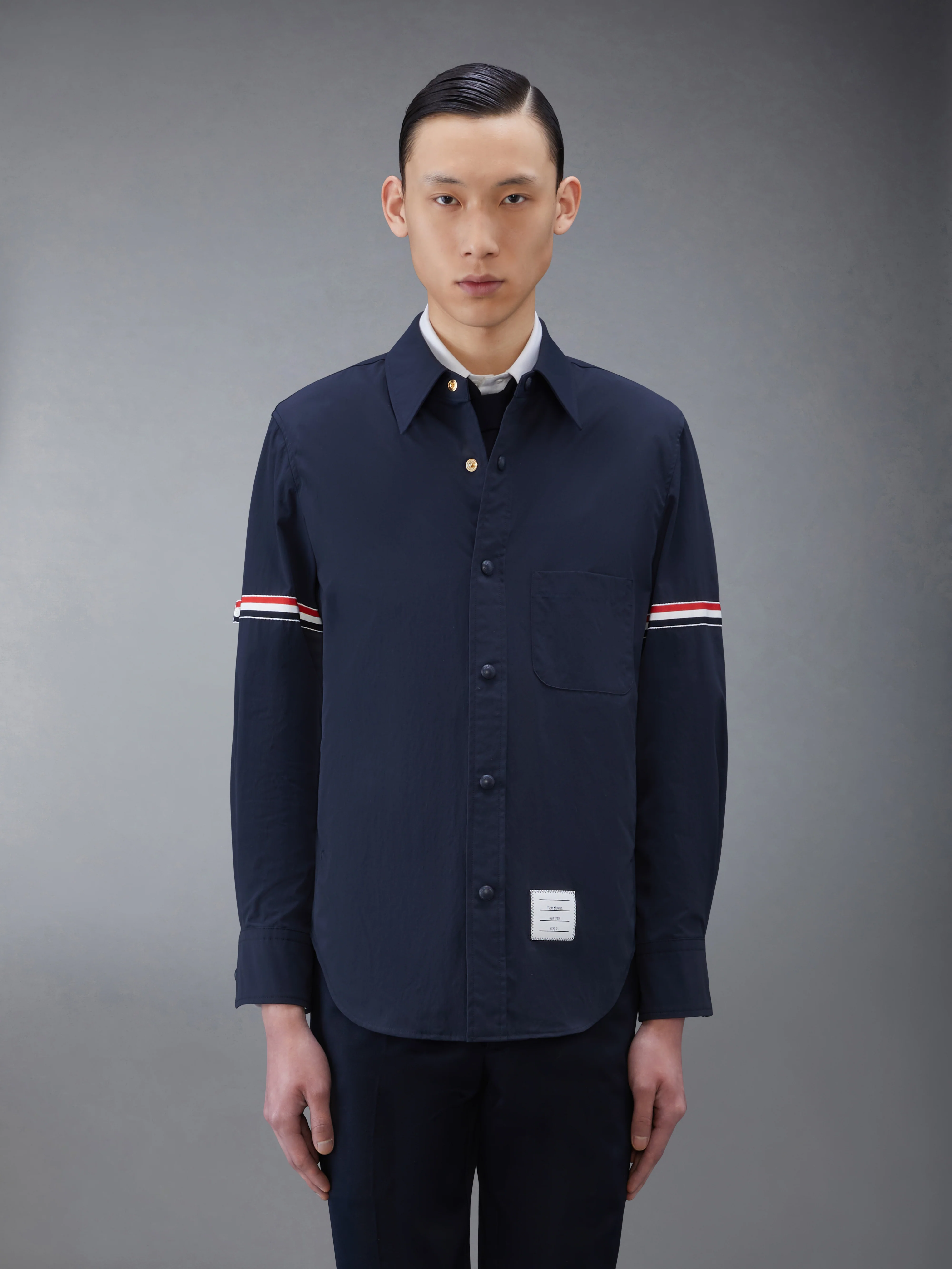 Solid Nylon Armband Shirt Jacket