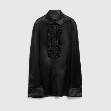 Gucci Silk Satin Shirt with Rouches
