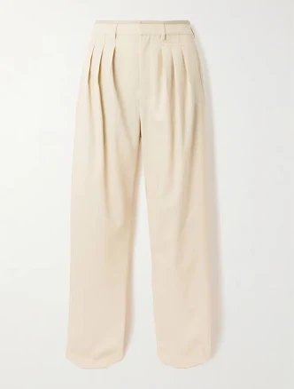 LEMAIRE Pleated Wool-blend Straight-leg Pants - Women - Cream Pants - M