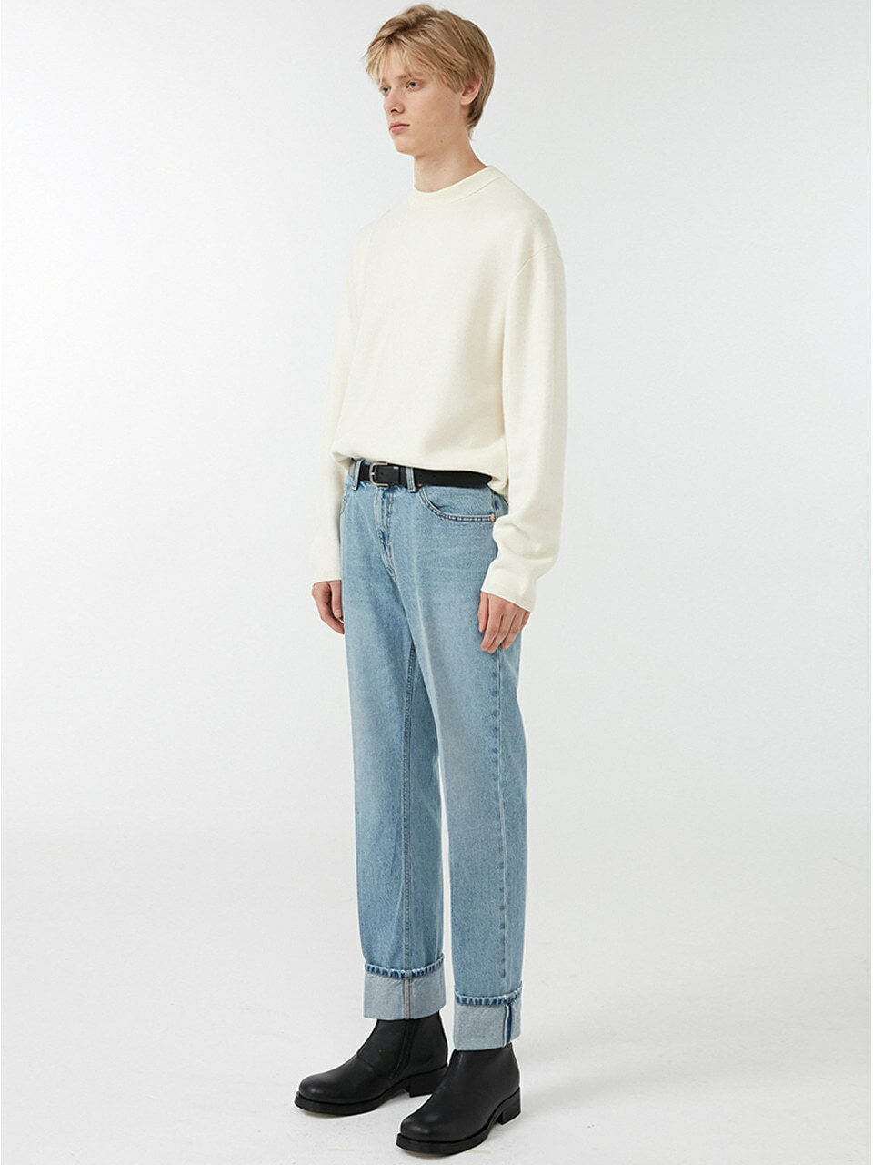 Classy Turn Up Jeans Light Blue